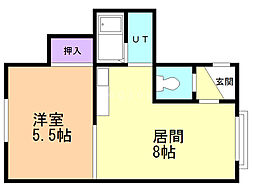 グレイスハイム月寒 1DKの間取図画像