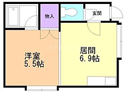 第30森宅建マンション 1DKの間取図画像