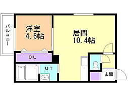BlueHilt中の島 1LDKの間取図画像