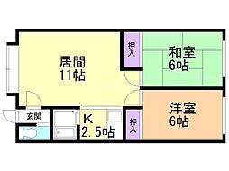 第15大成コーポ 2LDKの間取図画像