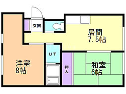メゾン22 2DKの間取図画像