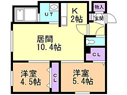 ルプリーズ澄川 2LDKの間取図画像