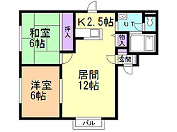 カーサフローラルD 2LDKの間取図画像
