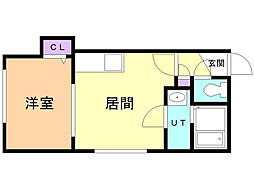 HONU豊平B 1DKの間取図画像