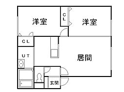 ルミエールスハラA館 2LDKの間取図画像