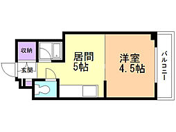 Lハイム豊平公園 1DKの間取図画像