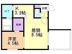 インフィニト平岸一条 1LDKの間取図画像