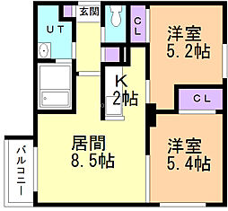 プロモーションイースト 2LDKの間取図画像