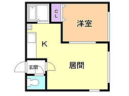 エル・ド・ノール平岸 1LDKの間取図画像