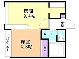 ホークメゾン札幌2号館 1LDKの間取図画像