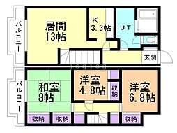 カーサ藻岩台 3LDKの間取図画像