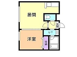 ジョイフルクレーン美園 1DKの間取図画像