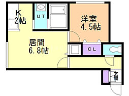 リベルティ美園 1LDKの間取図画像