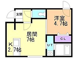 札幌市豊平区平岸三条4丁目マンション 1LDKの間取図画像