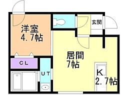 札幌市豊平区平岸三条4丁目マンション 1LDKの間取図画像