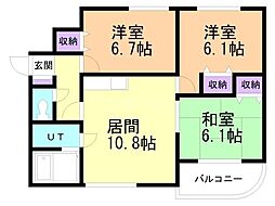 ローヤルハイツ南38条 3LDKの間取図画像
