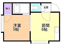 ブリリアント澄川 1DKの間取図画像