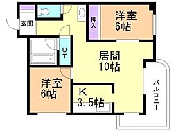 メゾンド・ブーケパーク 2LDKの間取図画像