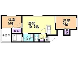 ブランシャールLeBois 2LDKの間取図画像