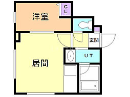 グラーサ豊園通 1LDKの間取図画像