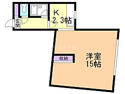 ビッグバーンズマンション水車町 1Kの間取図画像