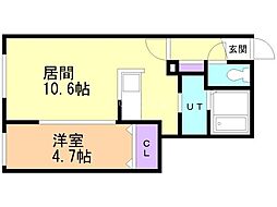 Ta-Ri-Ru学園前 1LDKの間取図画像