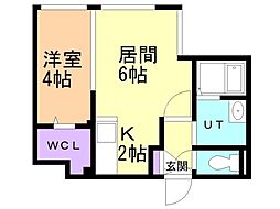 ブロッサム学園前 1LDKの間取図画像