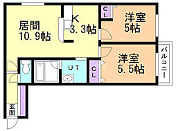 シティレジデンス豊平 2LDKの間取図画像
