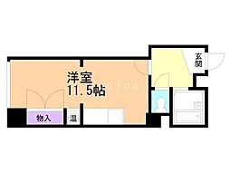 メゾンエクレーレ中の島 ワンルームの間取図画像