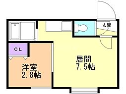 クリエート旭町5 1DKの間取図画像