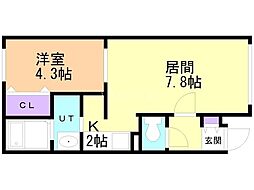 ブランノワールネージュ1 1LDKの間取図画像