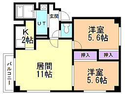 レジデンス月寒 2LDKの間取図画像