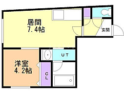 リラクオーレ平岸 1DKの間取図画像