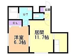リバーフォレスト豊平 1LDKの間取図画像