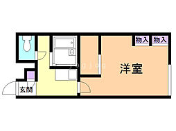 レオパレスリベェール1 1Kの間取図画像