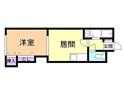 ルワズイール中の島 1DKの間取図画像