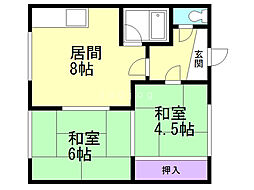 ルナ月寒東 2LDKの間取図画像