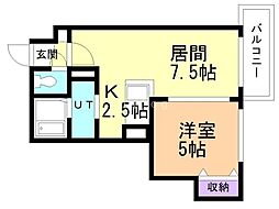 レジデンスミュー 1LDKの間取図画像