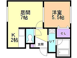 イーグルサウス17-B 1LDKの間取図画像