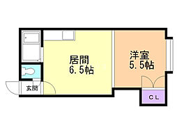 クルーズハウスヒラギシ 1DKの間取図画像