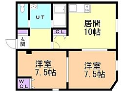 平岸4条パレス 2LDKの間取図画像