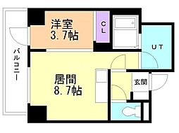 アルファph南平岸 1LDKの間取図画像