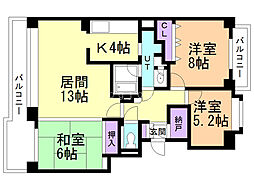 ドミール福住一条 3LDKの間取図画像