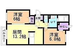 ライズ 2LDKの間取図画像