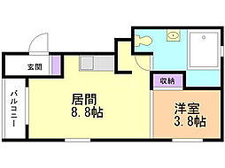 ビアン豊平公園 1LDKの間取図画像