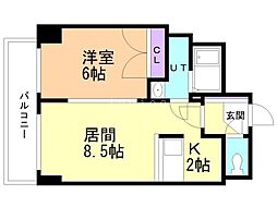 フラットカレラ 1LDKの間取図画像