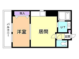 ハナブサビル 1DKの間取図画像