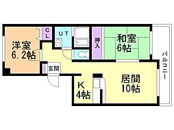 ホワイトビラ74 2LDKの間取図画像