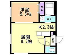 ル・ファール平岸ブランシェ 1LDKの間取図画像