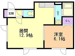 マイルストーン里塚D 1LDKの間取図画像